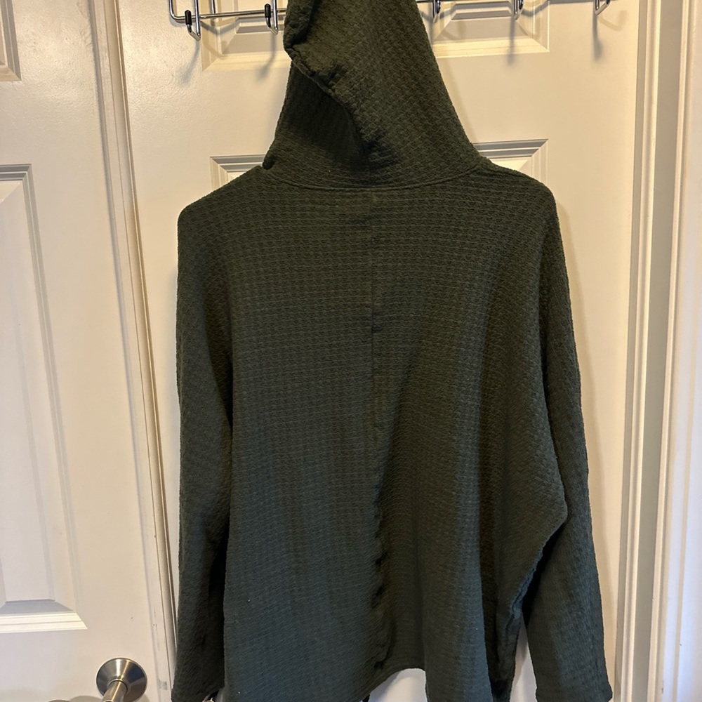American Eagle Soft & Sexy Plush Green Hooded Open Front Cardigan Size Medium - Picture 4 of 8